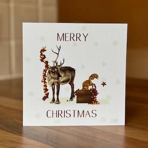 Carte de Noël renne et renard