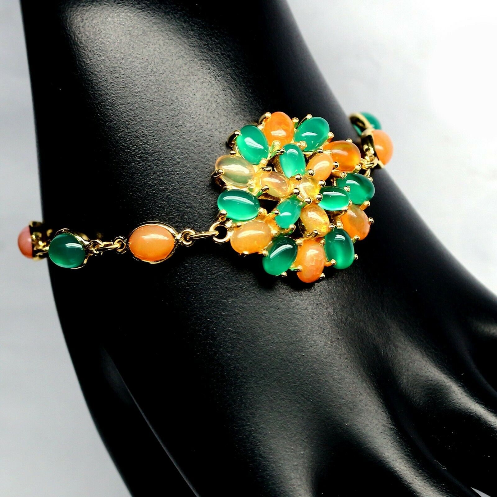 Organic Handmade Natural Mexican Orange Fire Opals & Green Agate ...