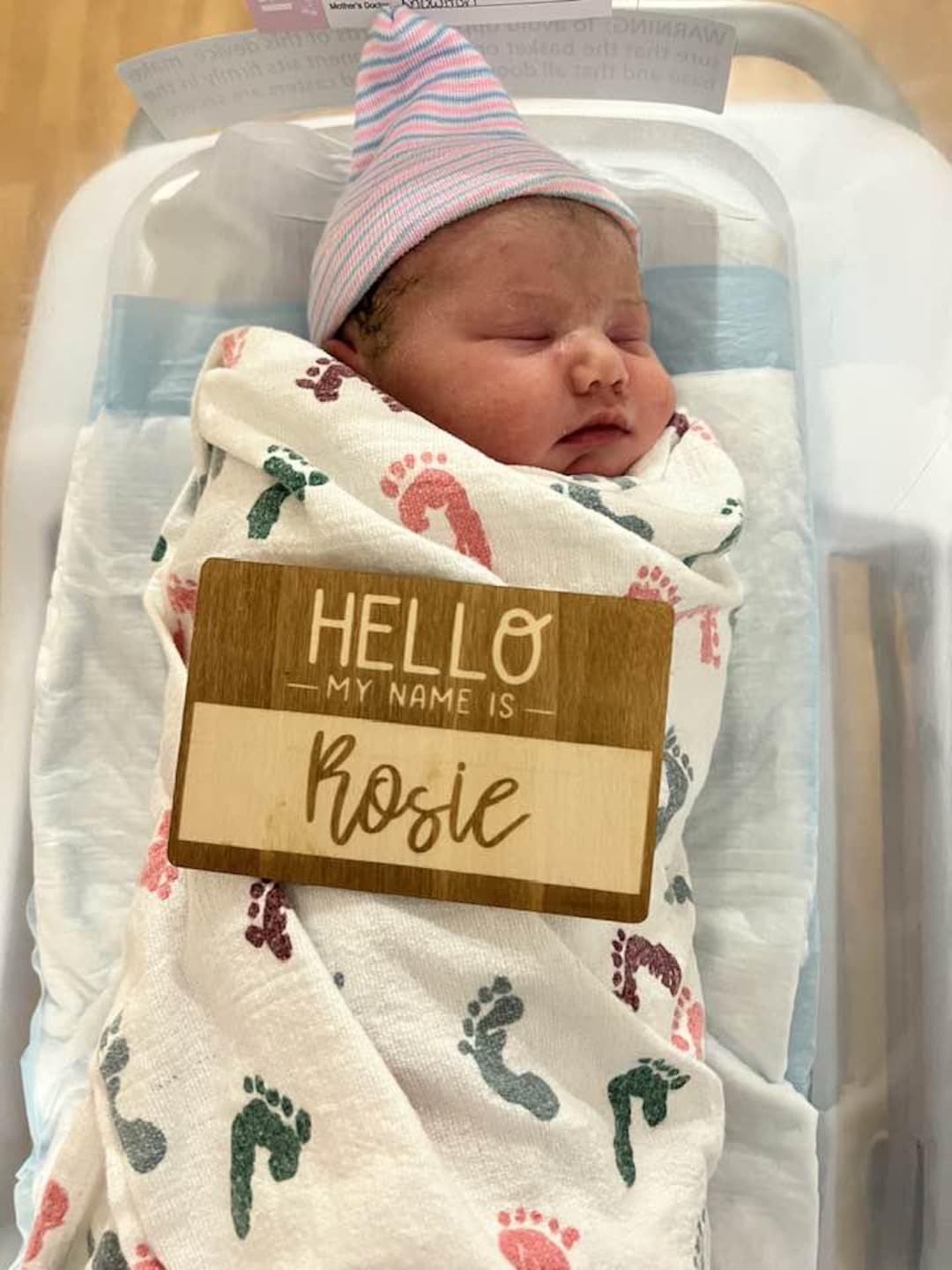 Personalized Wooden Baby Name Sign | Newborn Birth Announcement Prop ...