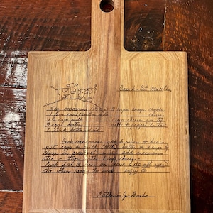 Personalized cutting board, preserve loved ones handwriting, handwritten recipe, recipe cutting board, engraved handwriting, family heirloom