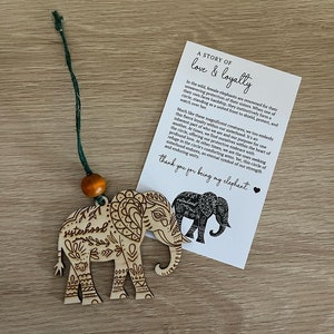 Elephant Friendship Ornament 2025 | Handmade Wood Gift w/ Story Card | Sisterhood, Best Friend Gift