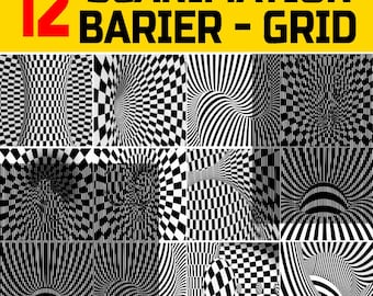 Geometric Scanimation Art Prints: Moving Optical Illusion (Digital Download PNGs, GIFs Included)