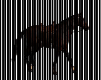 Running horse - Scanimation Art: Optical Illusion Kinegram (Digital Download PNG A4 Size)