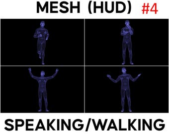 Cyber Wireframe Human Animation, Talking and Walking 3D Mesh Man, Futuristic HUD Loop for Hologram & VJ #4