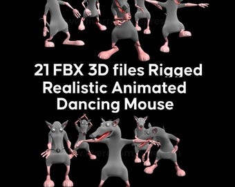 Rigged Realistic Animated Dancing Mouse 3D files: 21 FBX Files with texture (Digital Download)