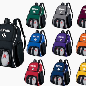 Personalized Soccer Backpack with Name & Embroidered Soccer Ball, Customized Sports Bag