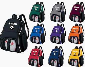 Personalized Soccer Backpack with Name & Embroidered Soccer Ball, Customized Sports Bag