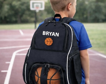 Personalized Basketball Backpack with Name & Embroidered Basketball | Customized Sports Bag | Gift for Kids/Teens