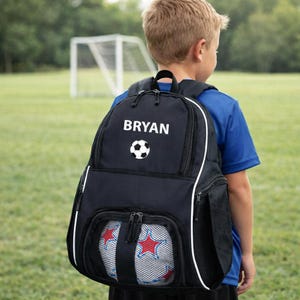 Personalized Soccer Backpack with Name & Embroidered Ball | Customized Sports Bag | Gift for Kids/Teens