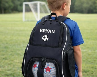 Personalized Soccer Backpack with Name & Embroidered Ball | Customized Sports Bag | Gift for Kids/Teens
