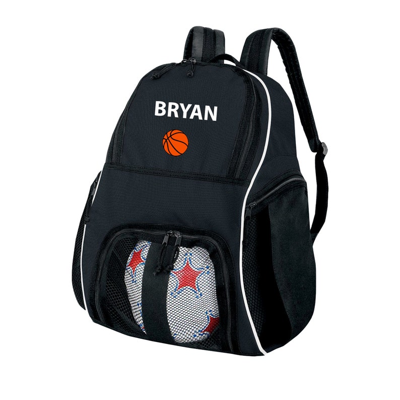 Personalized Basketball Backpack with Name & Embroidered Basketball, Customized Sports Bag image 2