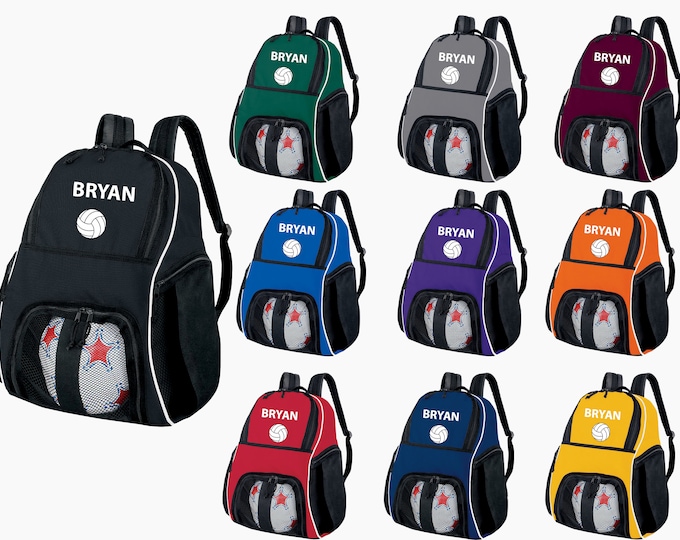 Personalized Volleyball Backpack with Name & Embroidered Volleyball, Customized Sports Bag