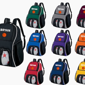 Personalized Basketball Backpack with Name & Embroidered Basketball, Customized Sports Bag image 1