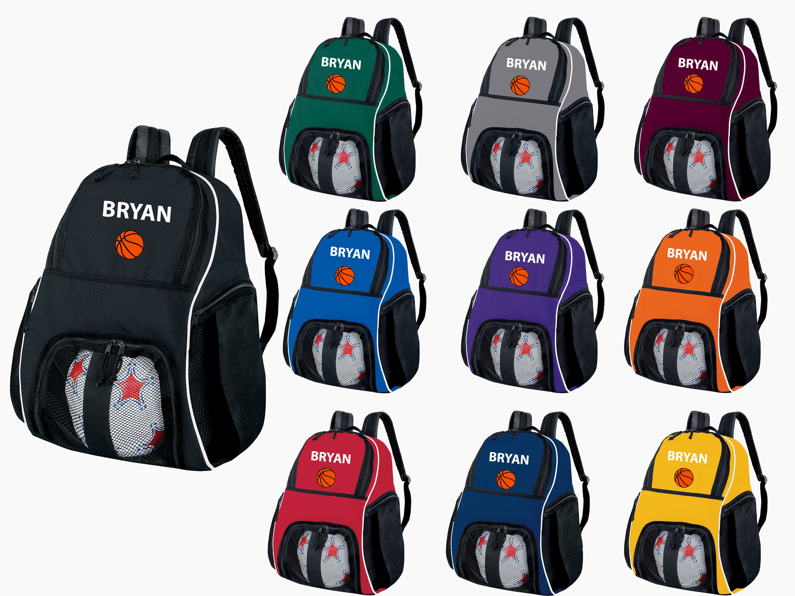 Mochila de baloncesto personalizada con nombre y baloncesto bordado, bolsa  deportiva personalizada -  España