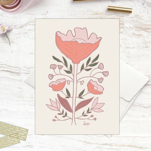 Note Card Set Emma Vine / Flower Cards / Set of Note Cards / Pink Greeting Cards / Blank / Floral Cards / Note Card Set / Blank Card Set