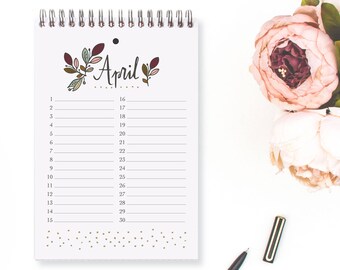 Perpetual Calendar Leaves / Date Keeper / Date Organizer / Perpetual Planner / Planner Pages / Calendar / Birthday Dates / Anniversary