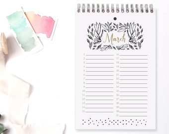 Perpetual Calendar Moonlight / Date Keeper / Date Organizer / Perpetual Planner / Planner Pages / Calendar / Birthday Dates / Anniversary