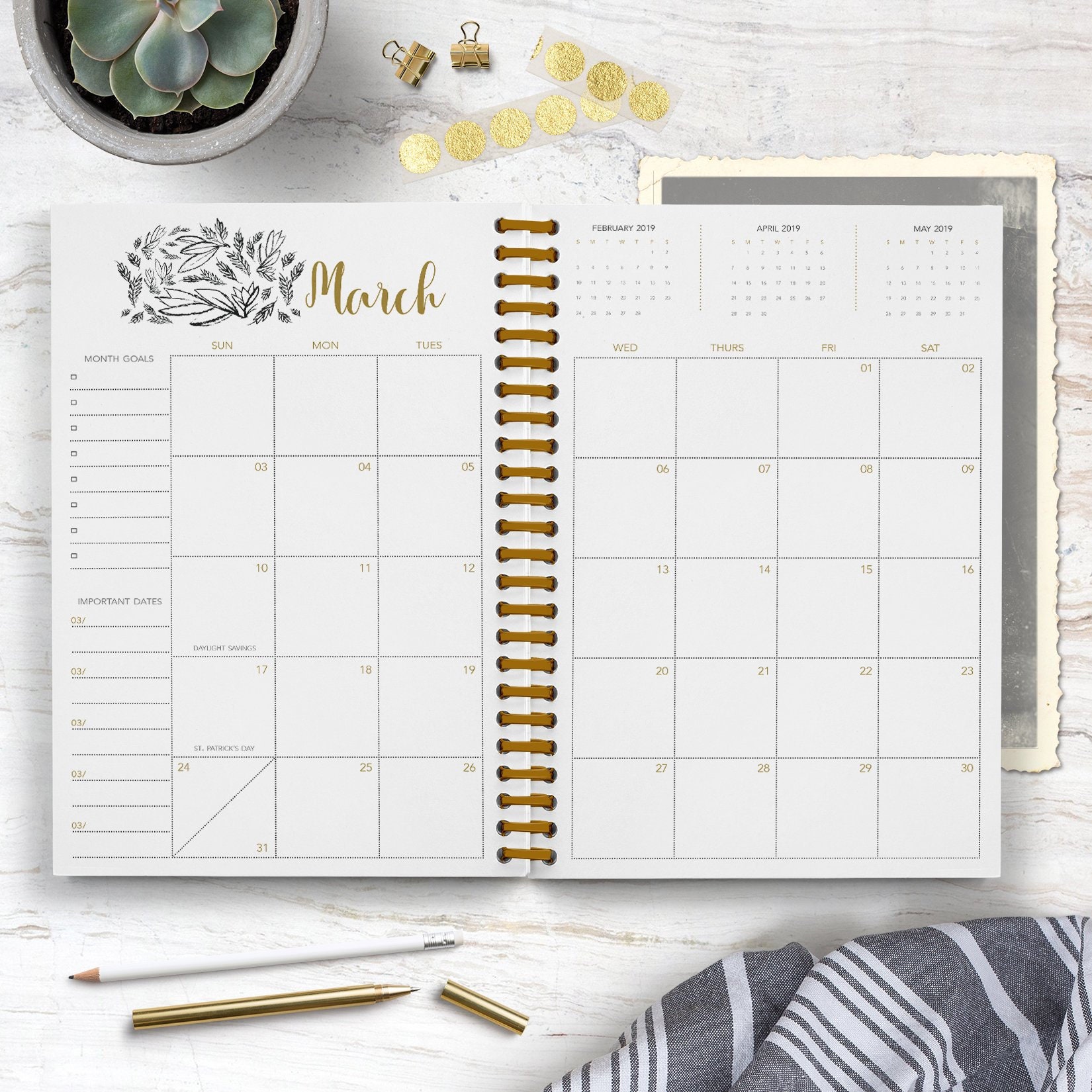 Moonlight Calendar Journal Notebook 2020 Monthly Calendar Etsy