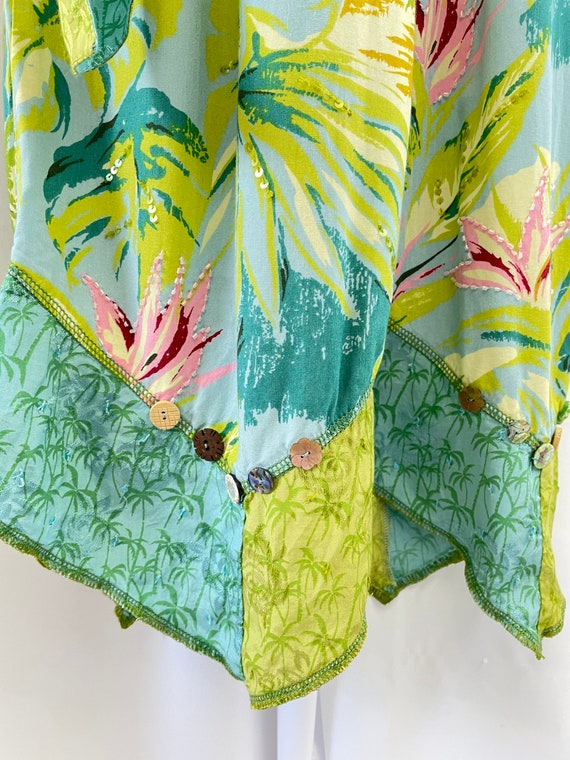 The Ferris: 90s Vintage Green and Blue Tropical S… - image 7