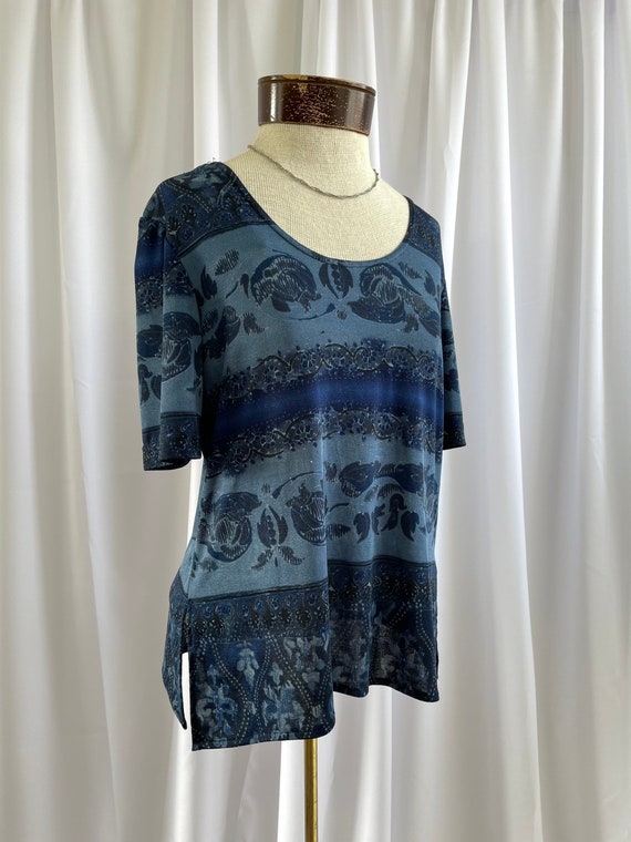 The Nadia: 90s Vintage Blue Paisley Slinky Half S… - image 7