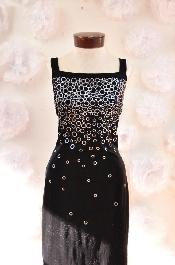 The Sally: 90s Vintage Black Velvet Square Neck J… - image 5