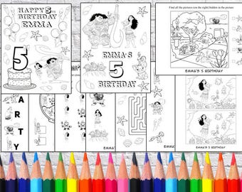 Personalized Moana Birthday Party coloring pages, PDF file - NOT instant download!