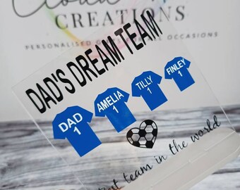 Personalised father's Day gifts for football mad dads and grandads, gifts from son and daughter, dad's dream team, grandad gifts