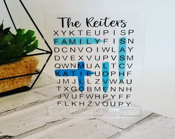 Mother's Day gifts, Family word search, family name gifts, personalised gifts, gifts for family, house warming gift, gifts for nana/grandma