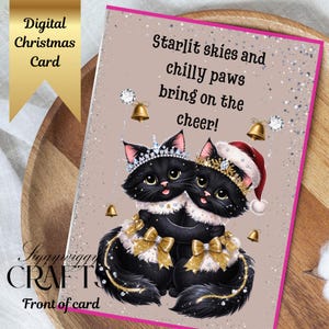 Jeu de cartes de voeux chats de Noël roses 4 x 5,5 pouces
