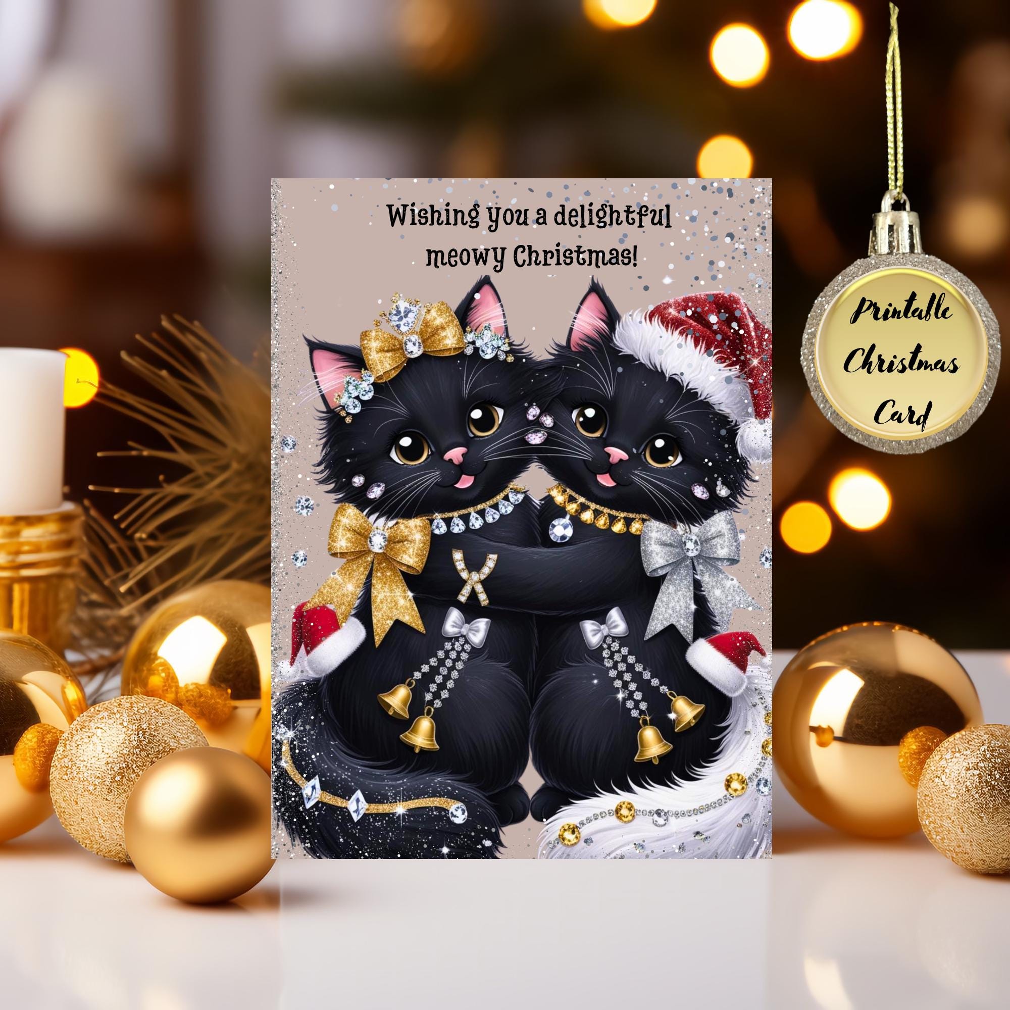 Festive cats Christmas 5.5x7.5 greeting card
