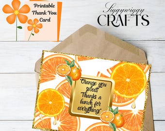 Orange cute thank you greeting card