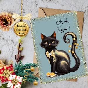 Weihnachtskatze Digitale Grußkarte