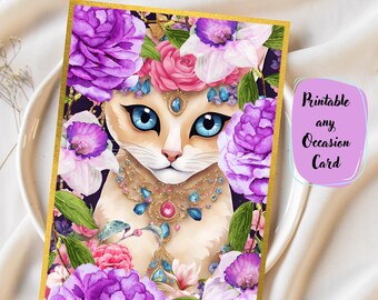 Thinking of You Pink Floral Printable Card | DIY Digital Download ...