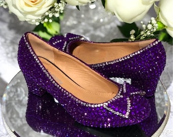 Purple Cadbury Crystal Wedding Shoes: Bridal Block Heels