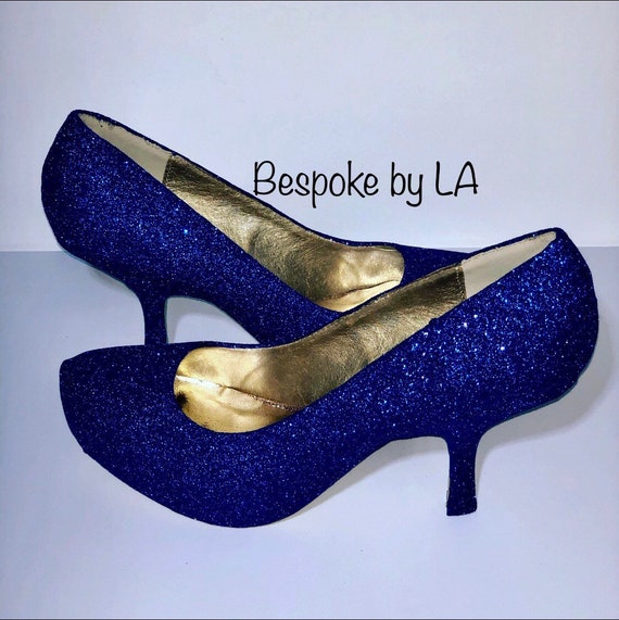 Scarpe da sposa blu tacco basso pompe damigelle scarpe | Etsy