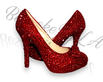 Ruby Red crystal Wedding shoes Bridal shoes prom shoes