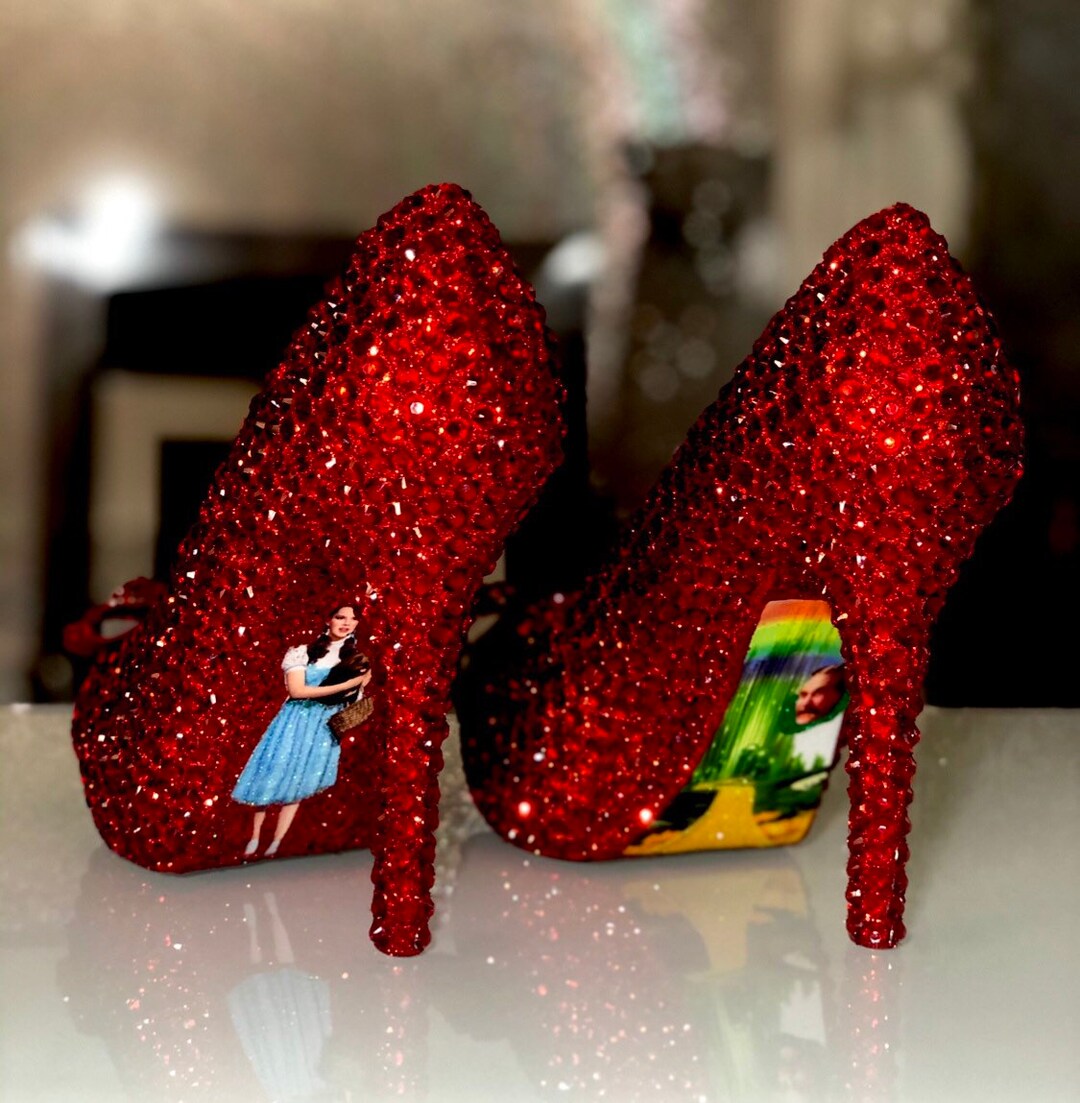 Ruby Slippers Wizard of Oz Shoes Red Crystal Heels Ruby Slipper Pumps