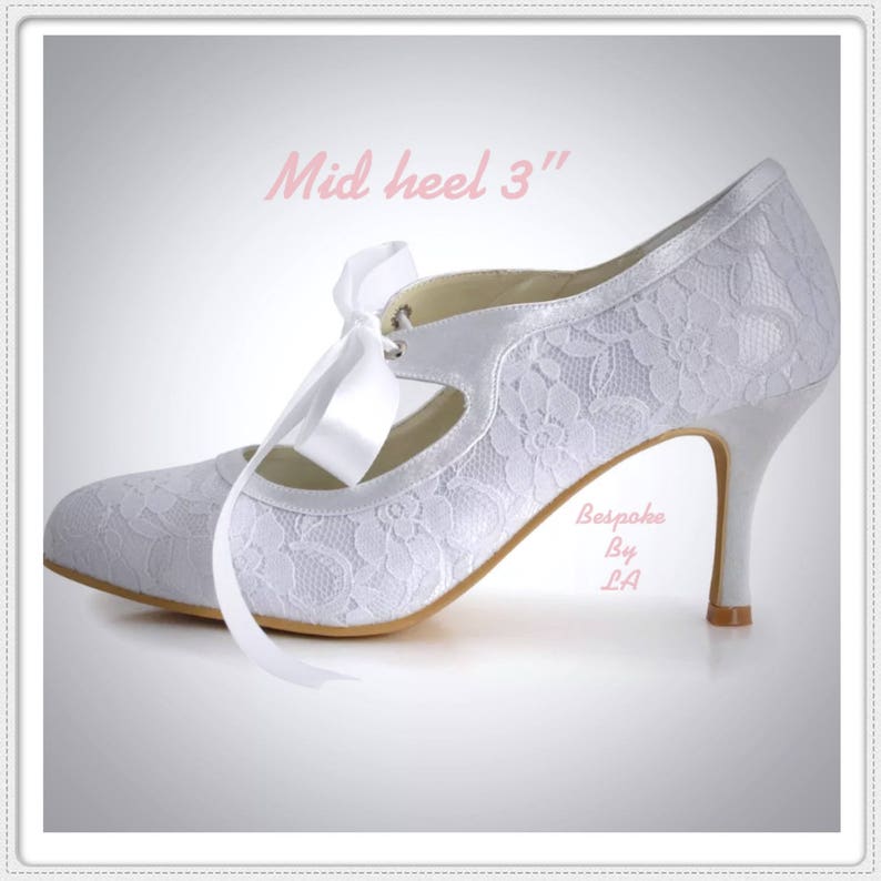 Wedding Shoes Low Heel Lace Victorian Style Shoes Ribbon Tie Shoes Etsy