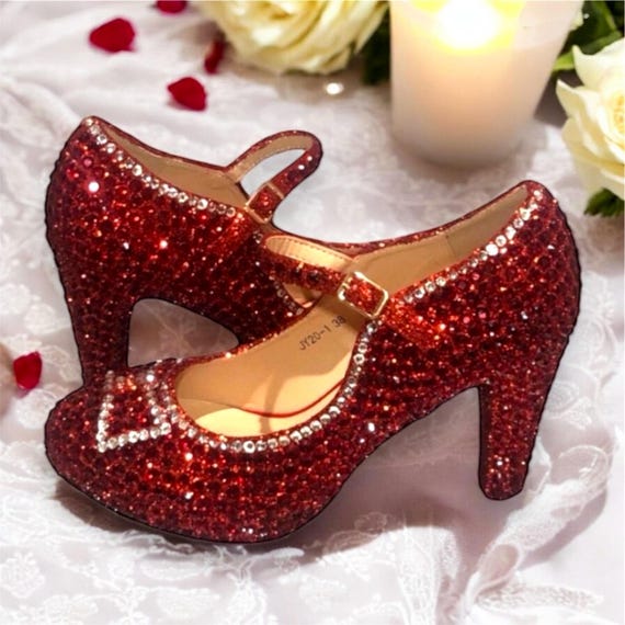 Ruby Slippers Shoes Wizard of Oz Shoes Red Mary Jane Style
