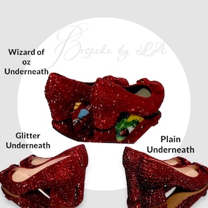 Ruby Slippers Wizard of Oz Shoes Red Swarovski Style Crystals Heels ...