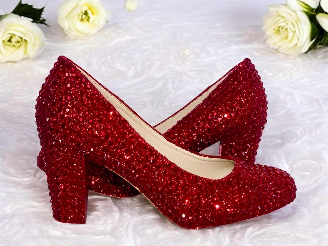 Ruby Crystal Block Heel Slippers: Wizard of Oz Bridal Shoes - Etsy UK