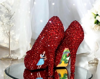 Ruby slippers Red Crystal Bridal Shoes: Wizard of Oz Wedding Slippers