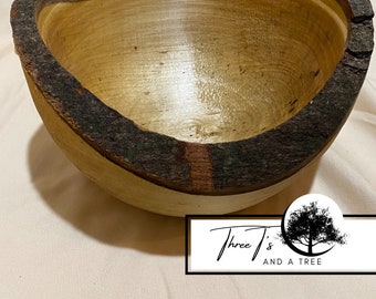 Handcrafted Wooden Bowl - Live Edge Maple Bowl