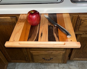 Replacement custom slide out/pull out cutting board multiple wood types- (maple, cherry, walnut) Made to Order, Slide Out Cutting Board