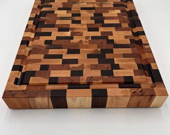 Tabla de cortar de madera de testa multiespecie con canal para jugos