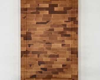 Tabla de cortar de arce duro de veta final con ranura para jugos