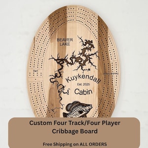 Planche de cribbage personnalisée à 4 pistes/quatre joueurs avec texte/image