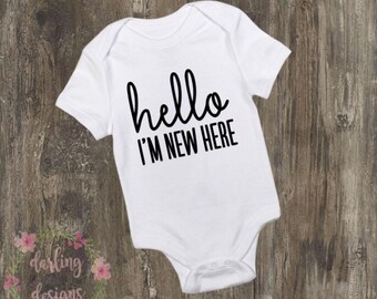 Hello, I'm New Here Gerber® Onesies® Brand White Baby Bodysuits