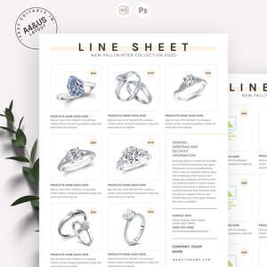 Line sheet template | Minimalist modern line sheet | Wholesale inventory sheet | Simple portrait line sheet | Line sheet word template