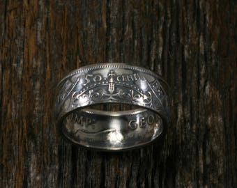 Canada Half Dollar Silver Coin Ring 1937-1952 /Crown Ring/Silver Ring/Mens Womens Ring